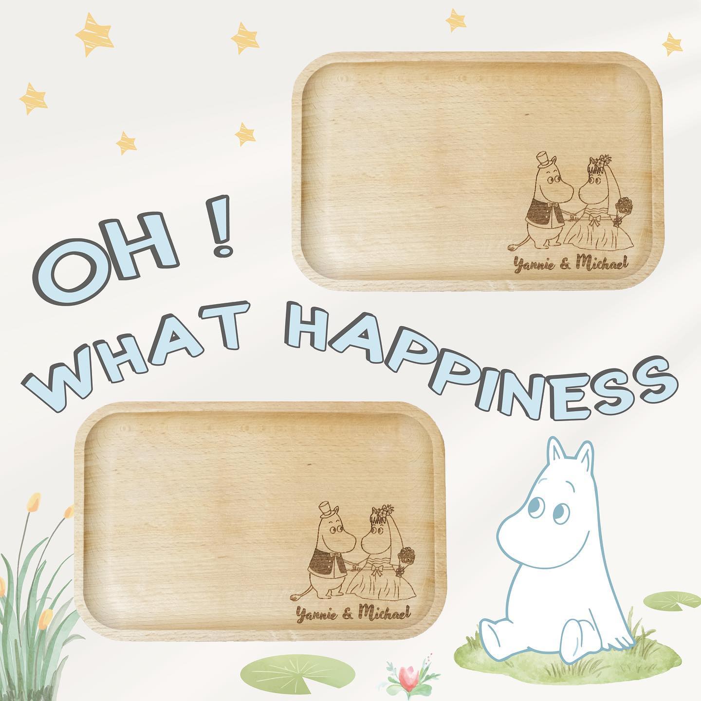 【客製化】木長碟餐具套裝 - 結婚禮物/生日禮物/週年禮物/入伙禮物/移民禮物
